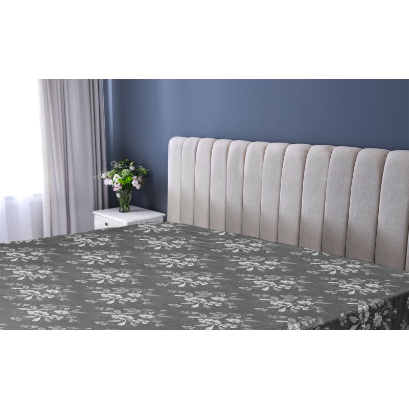 Drap-housse Ambesonne, Gris foncé à fleurs, Drap-housse simple TG