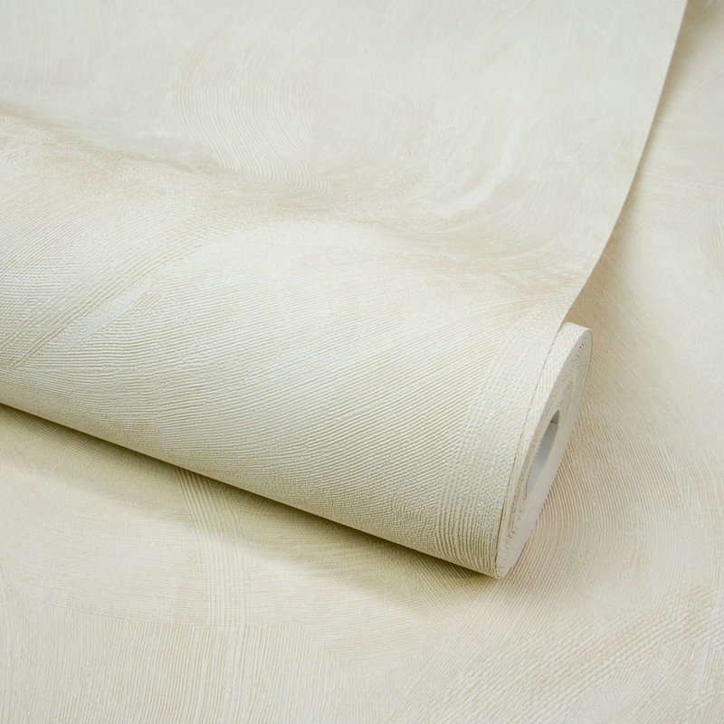 Textured Vibes Collection Authentic Plaster Wallpaper Roll, Cream