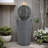 31.5"H Tall Striped Concrete Column Fountain-LED Light,Shadow Ambiance Maker for Modern Outdoor Spaces
