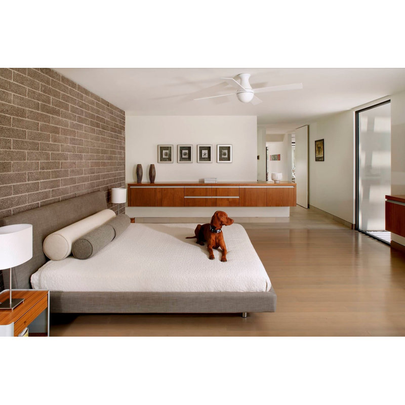 Flush Mount Ceiling Fan, Gloss White, White, Fan Speed Control