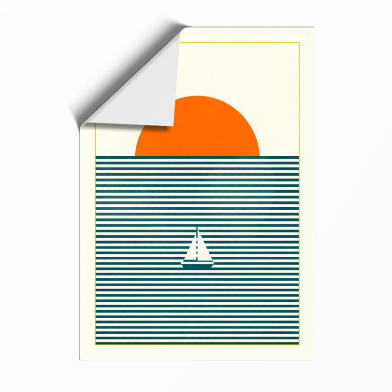 Sailboat At Sunrise Minimalist - Print, Unframed, A4 - 29.7 x 21.0 cm