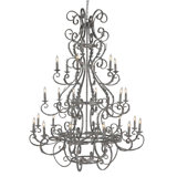 French 24 - Light Candle Style Tiered Chandelier