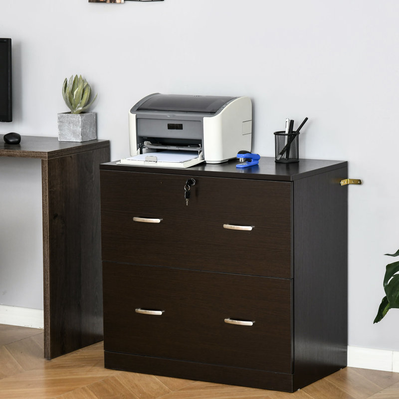 Classeur vertical à 2 tiroirs avec serrure et clés Vinsetto, classeur vertical avec barre de suspension pour format lettre, bureau personnel, espresso