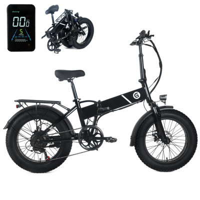 Black Folding Fat Tire Electric Bike, 500W Motor 48V 10.4AH Hidden Battery E-Bike, 20"x4 Fat Tire 7-Speed Foldable Bicycle for Adults Commuting