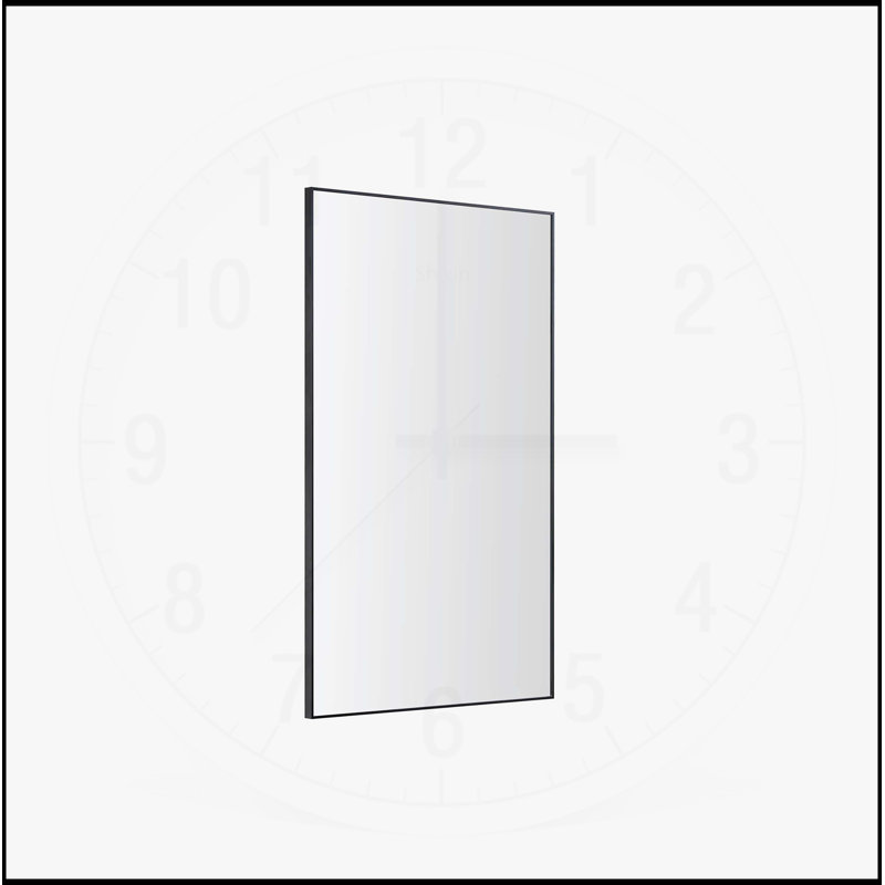 60x22 Inch Glossy Black Bathroom Mirror, Rectangular Wall-Mounted Vanity Mirror with Metal Frame, Modern and Minimalist Design for Versatile Use