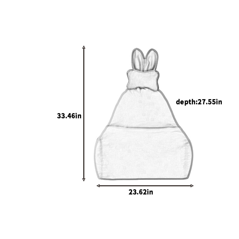 Simple and cute rabbit bean bag sofa, 33.46" H x 23.62" W x 27.55" D, Navy Linen Blend