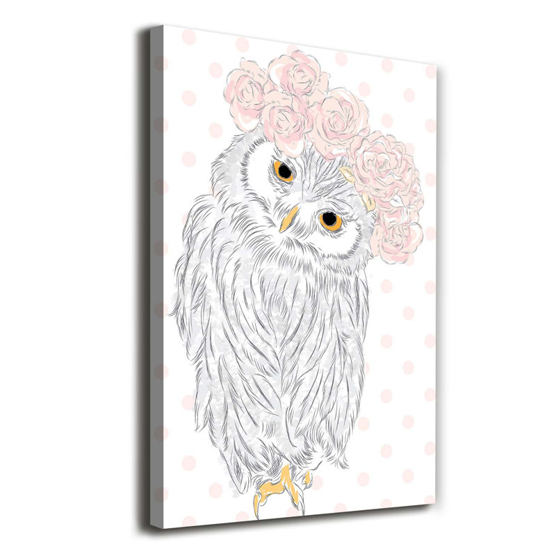 Owl In A Wreath - Wrapped Canvas Print