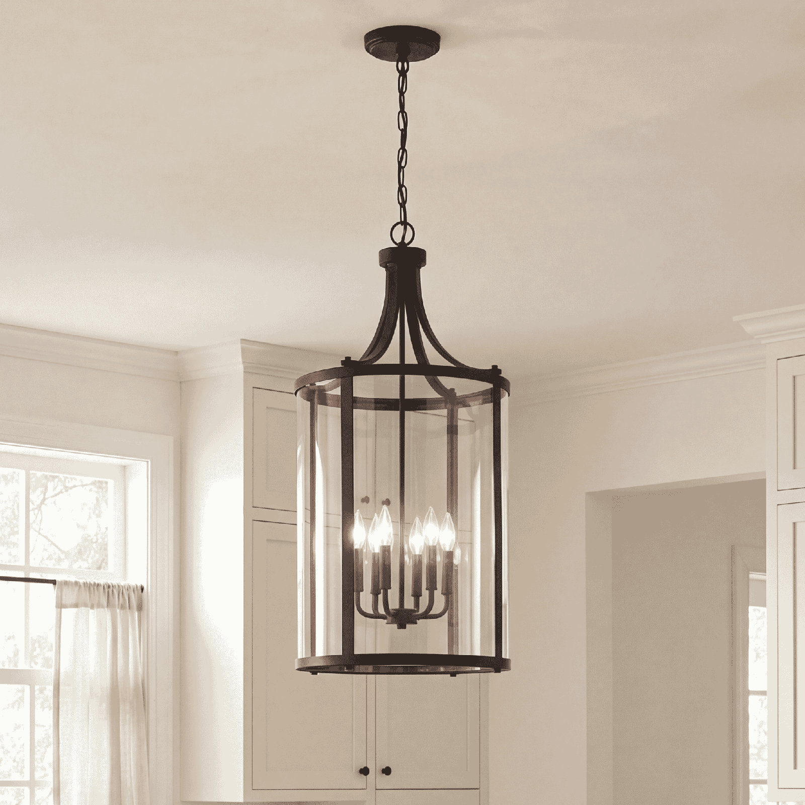 Wayland Chandelier, Black, 6 Lights, 34" H x 16" W x 16" D
