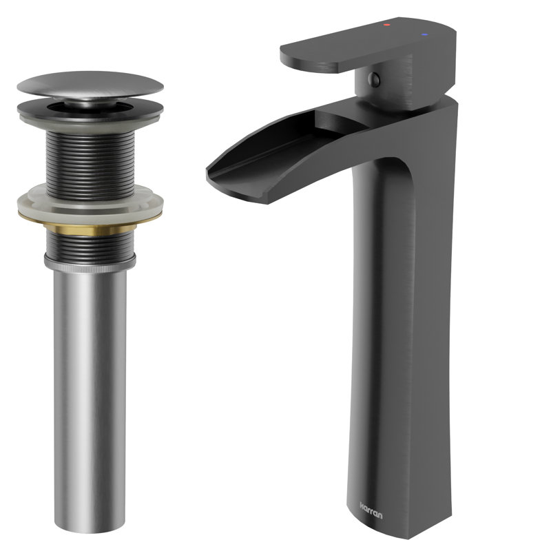 Kassel Single-handle Bathroom Faucet with Drain Assembly, Gunmetal Gray