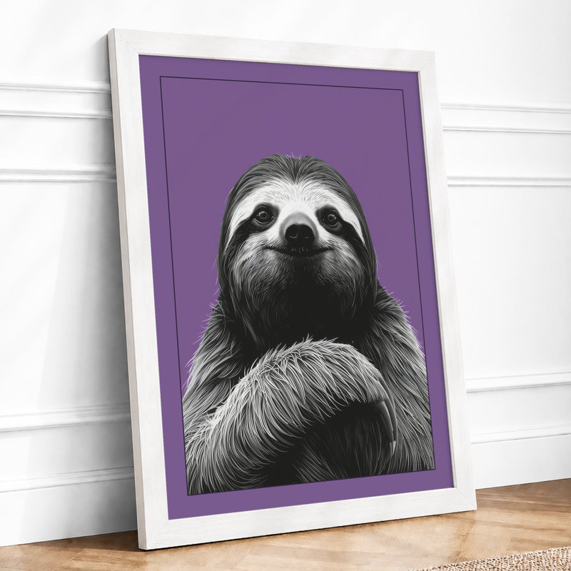 Gentle Sloth Portrait Modern - Print, A4 - 29.7 x 21.0 cm, White