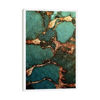 Gemstone and Gold - Emerald 1 Piece Floater Frame Painting on Canvas