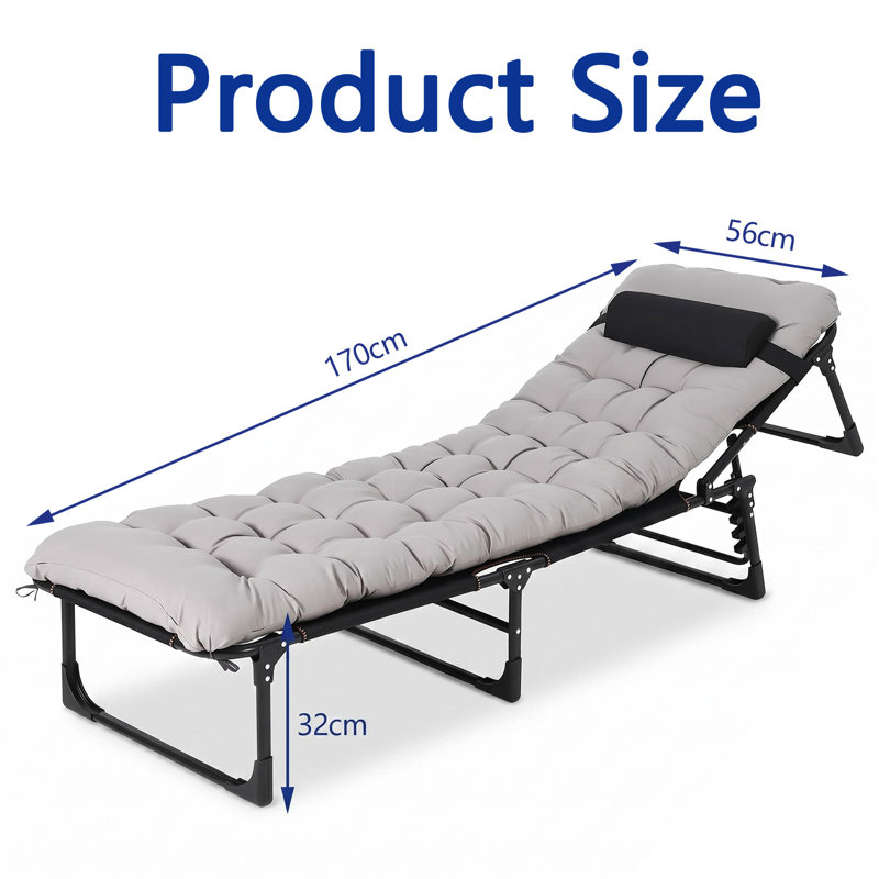 Lit de camp pliant extra-long, matelas de 3 cm d'épaisseur, lit robuste à 8 pieds, montage en 10 secondes, lit d'appoint portatif, 170 cm