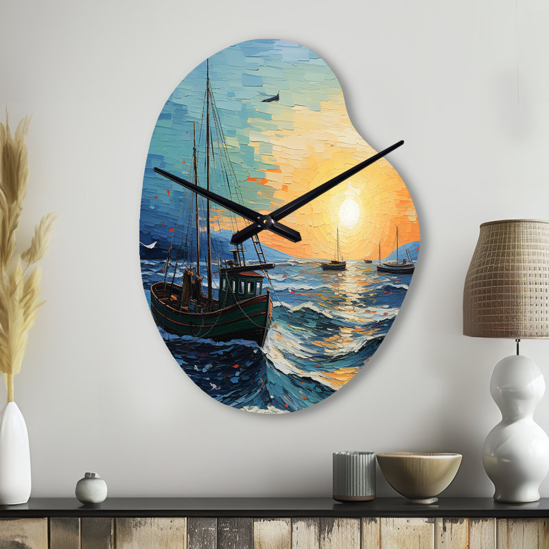 Horloge murale Vangogh Seascape With Fishing III - Vangogh, Petit