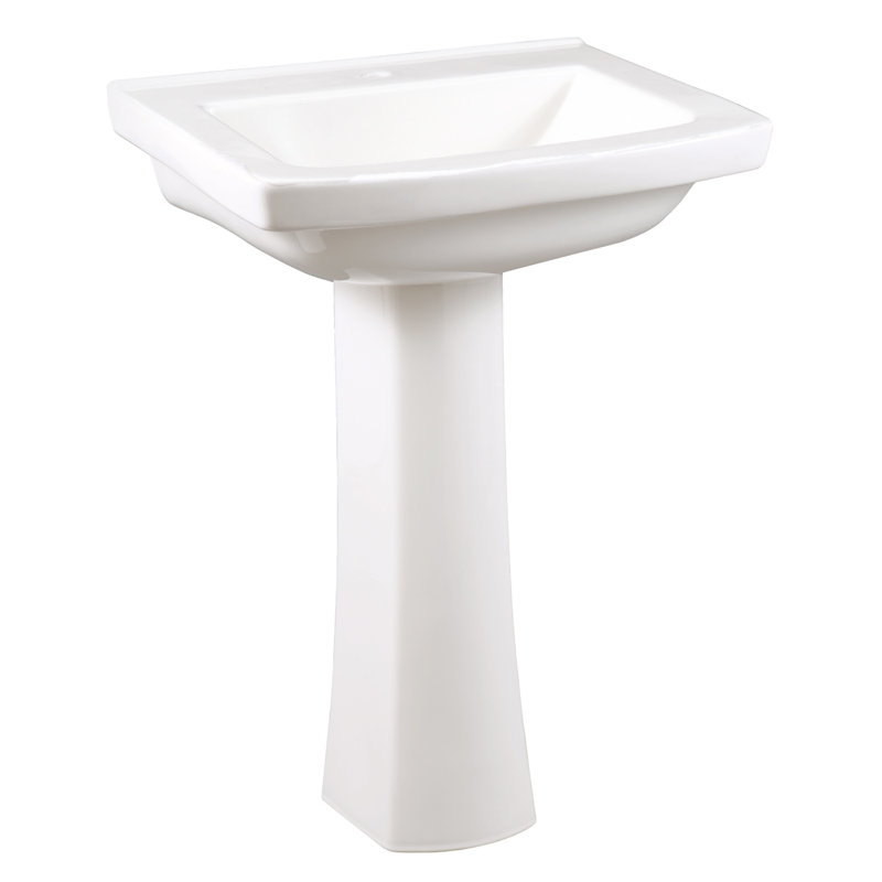 White Vitreous China Rectangular Bathroom Sink with Overflow, Single