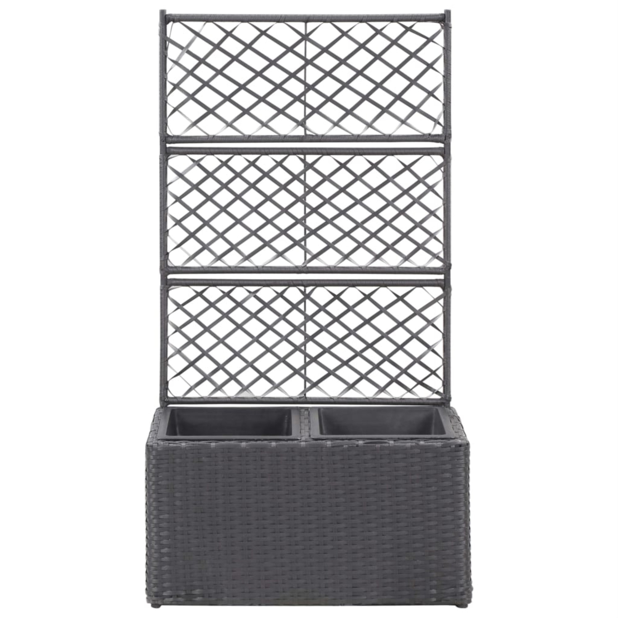 Latitude Run® Planter Flower Box Trellis Patio Raised Bed with Rattan