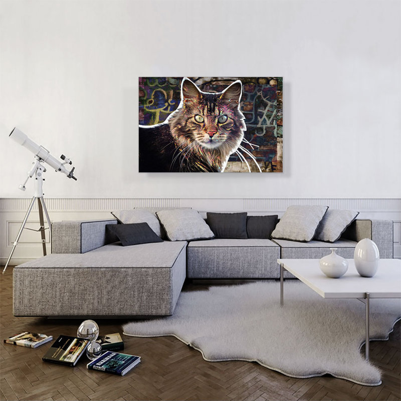 «Maine Coon Cat Breed Alley», reproduction d'art sur toile tendue, H 26 po x l 40 po x P 0,75 po