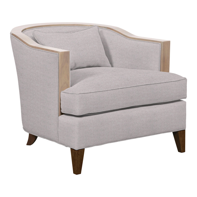 Thom Filicia Home Upholstered Barrel Chair, Nadia Linen Polyester, Havana
