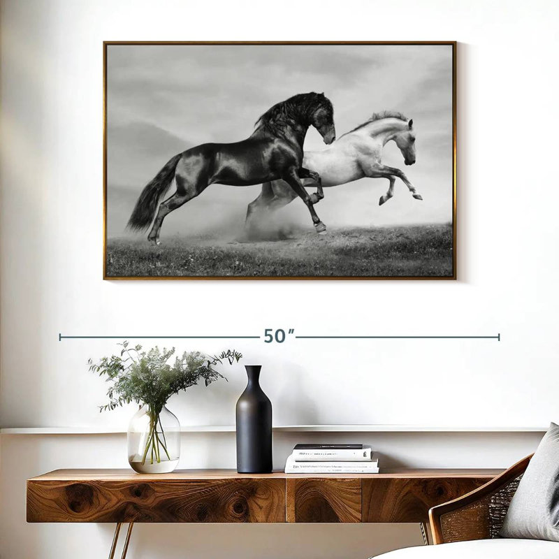 Sprint de chevaux arabes, Cadre flottant doré, 40 po x 27 po