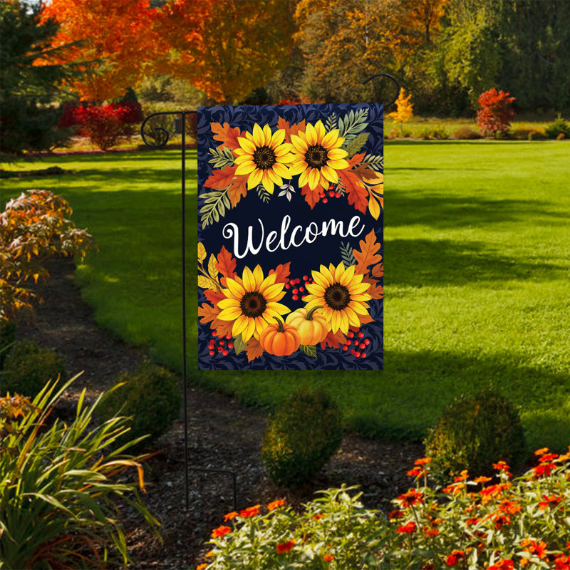 Autumn Sunflowers Welcome Garden Flag 12x18