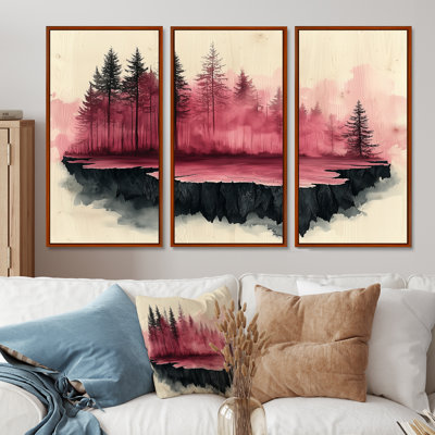 Le flux enchanté de la forêt de roses en cristal II - art mural forêt - ensemble de 3