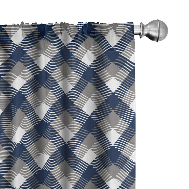 Tartan Geometric Semi-Sheer Rod Pocket Curtain Panels, 28" x 95"