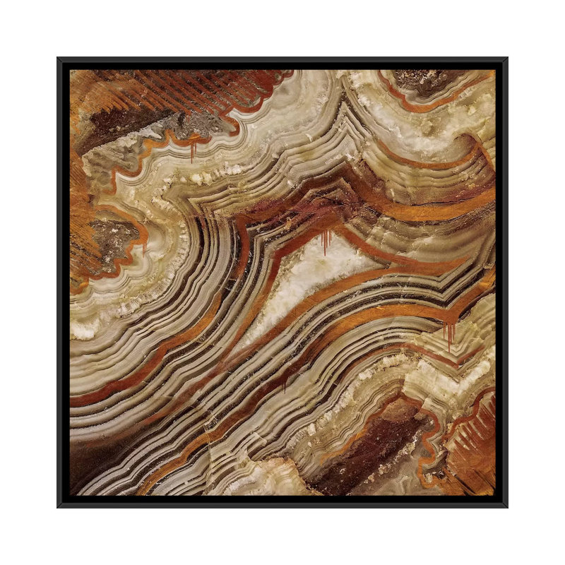 Cuivre bruni, impression sur toile tendue, H 18 po x l 18 po x P 1,5 po, Toile avec cadre noir, Pas de tapis