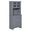 Armoire de rangement en MDF gris avec tablettes à plusieurs niveaux