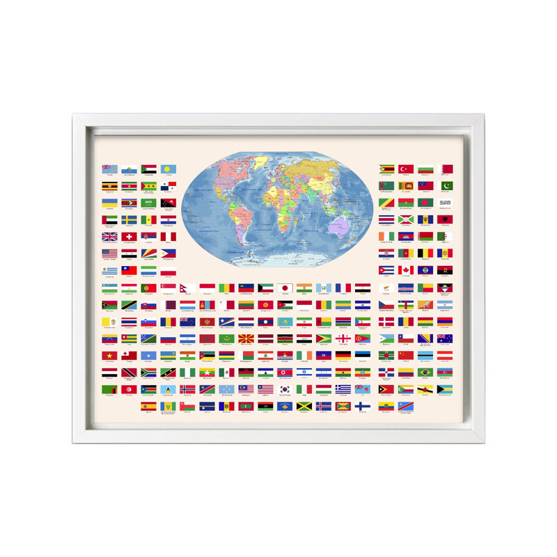 Drapeaux du monde n ° 2, Canvas, White Framed, 11"H x 14"W