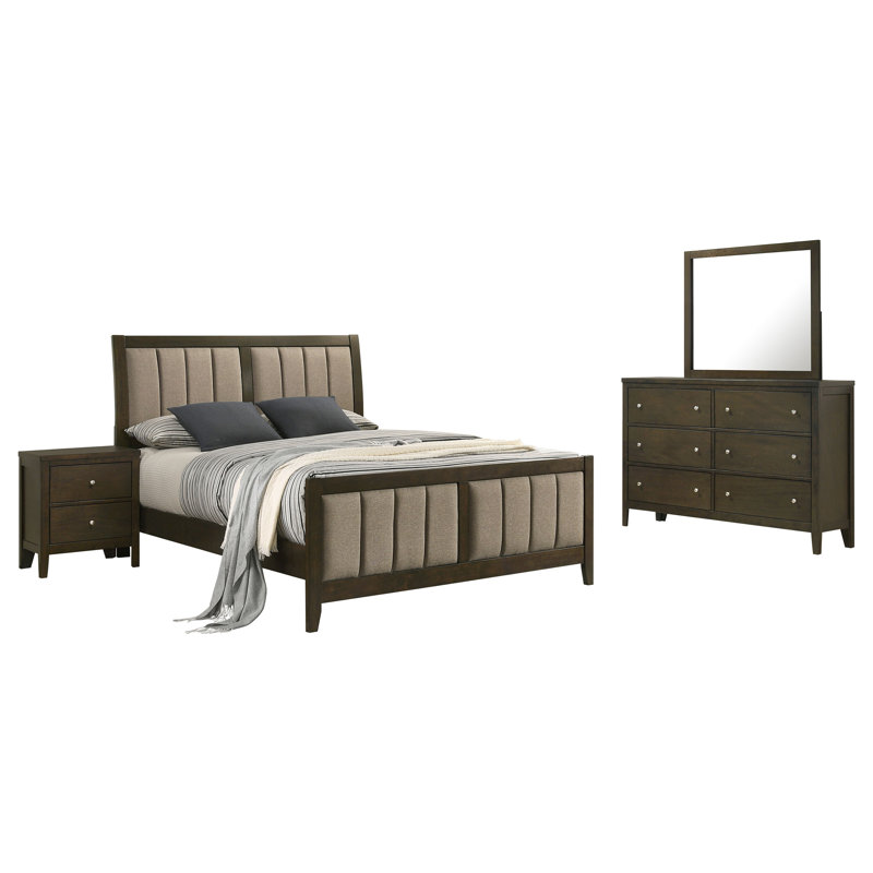 Ensemble de chambre à coucher double 4 pièces Majeski, Double