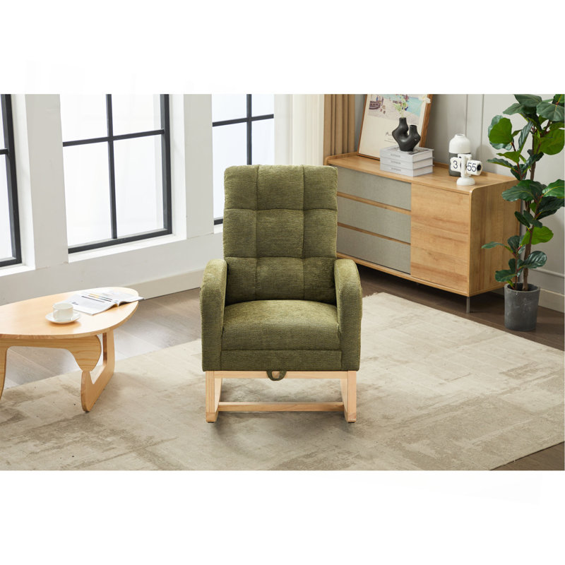 Chaise berçante moderne avec pieds en bois massif, repose-pieds réglable, fauteuil confortable, Cyan