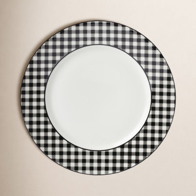 Gingham Black 11" Porcelain Dinner Plate