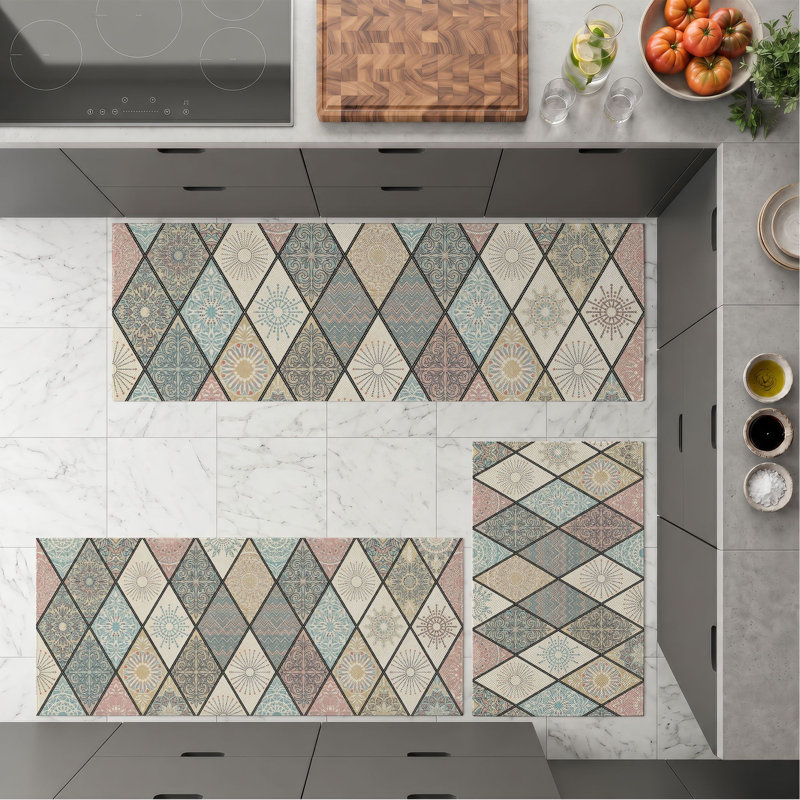 Tapis de cuisine lavables antidérapants à motif géométrique