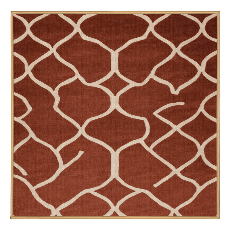 Tapis brun treillis lavable à la machine, Carré 5 pi