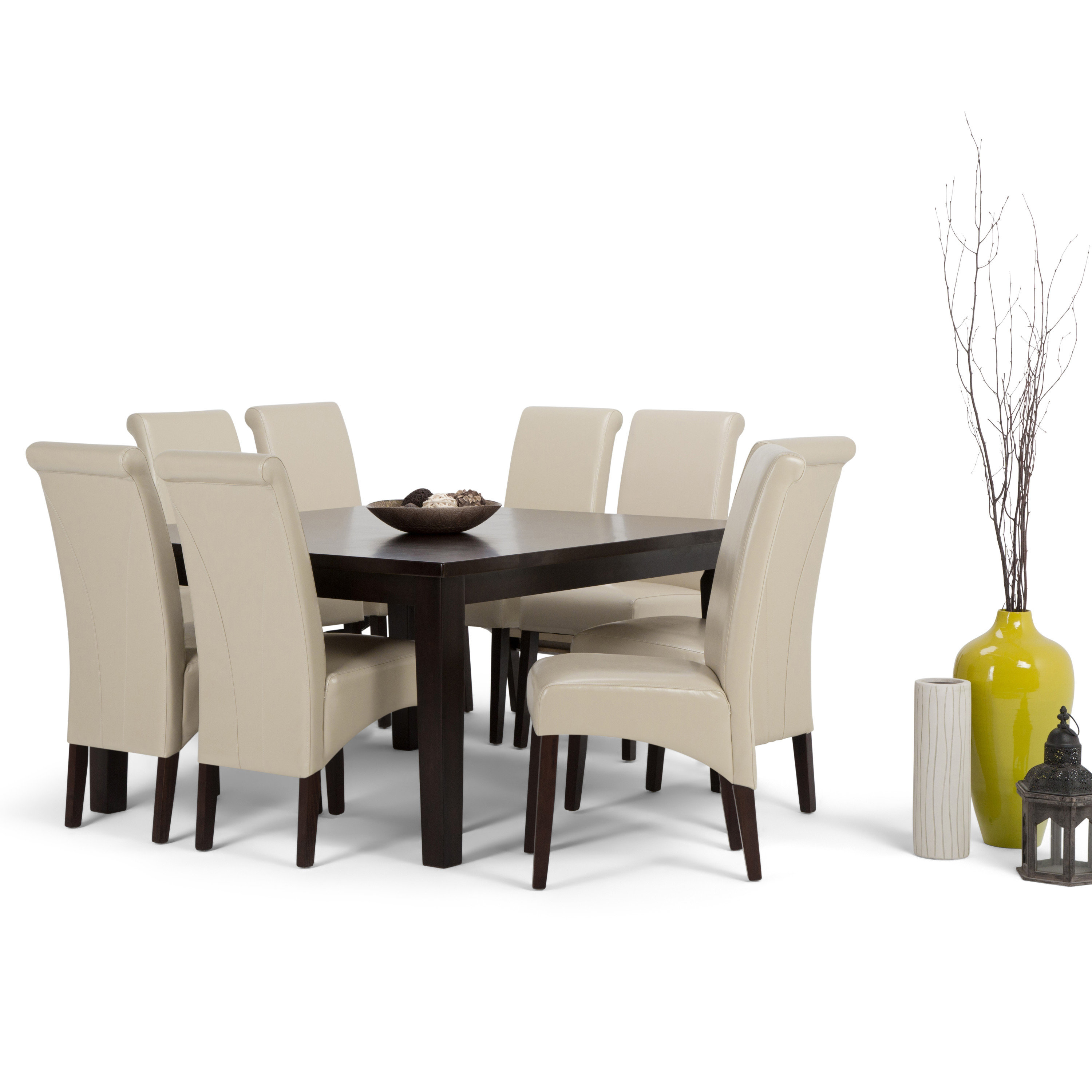 Simpli Home Avalon 7-Piece Contemporary Dining Set with Solid Hardwood ...