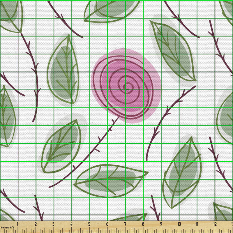 Chanteal Spiraling Rose on Branches with Leaves Multi-Purpose Fabric