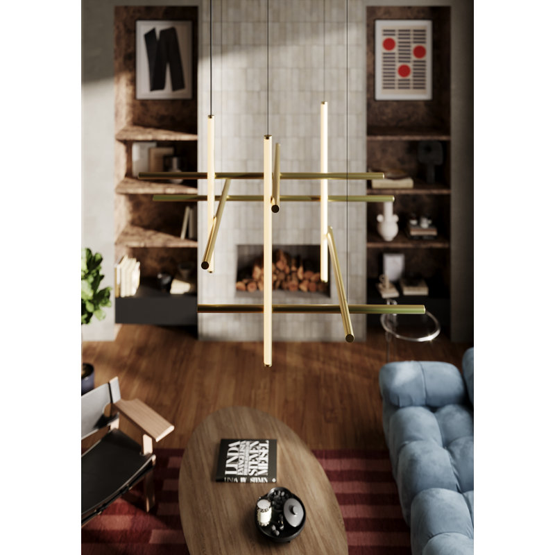 Labyrinth 1 - Light LED Chandelier, Brass