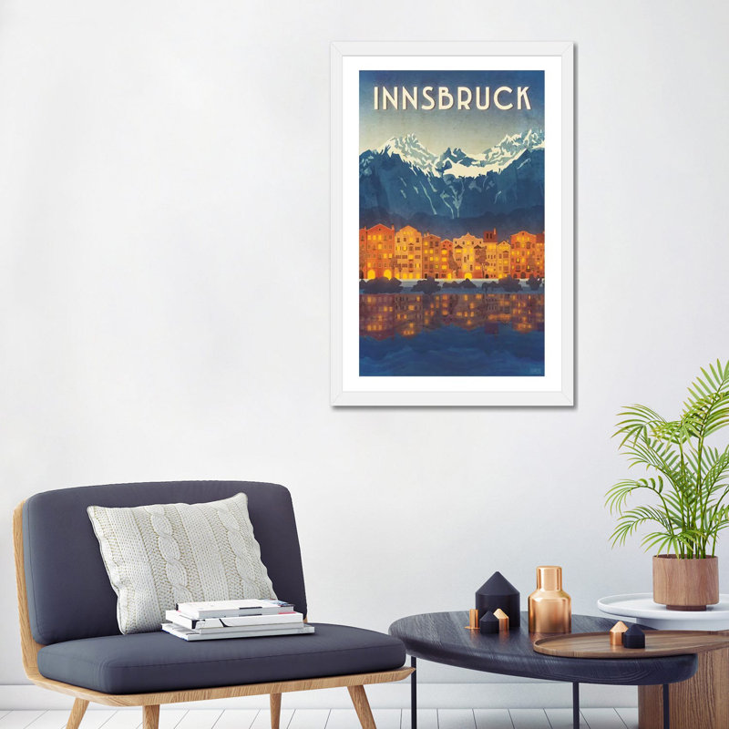 Impression d’art graphique « Austria-Innsbruck » par Missy Ames, Blanc, H 32 po x l 24 po x P 1 po, Papier encadré blanc