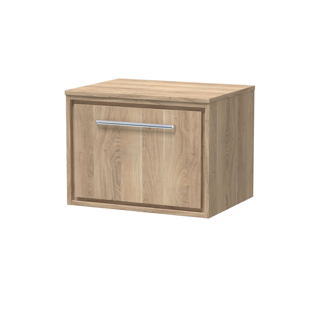 Hudson Reed Lille 600mm Wall Hung Single Drawer Vanity - Bleached Oak - MFC Textured Woodgrain - Image 2