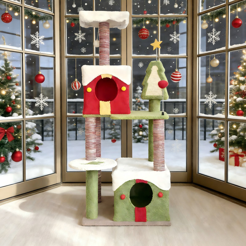 Multi-Level Christmas Cat Tree & Condo