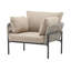 Ensemble de 2 méridiennes d'extérieur avec tissage en corde, structure en métal et coussins beiges, fauteuil de patio moderne beige et gris-1291548425
