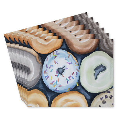 Watercolor Doughnuts Icing Polyester Bonniview Set of 6