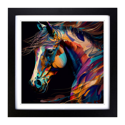 Horse Abstract - Single Picture Frame Print on Wood