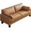 Petit canapé 66 po en similicuir, petit canapé avec coussin épais et pieds en bois, pour appartement compact, brun clair