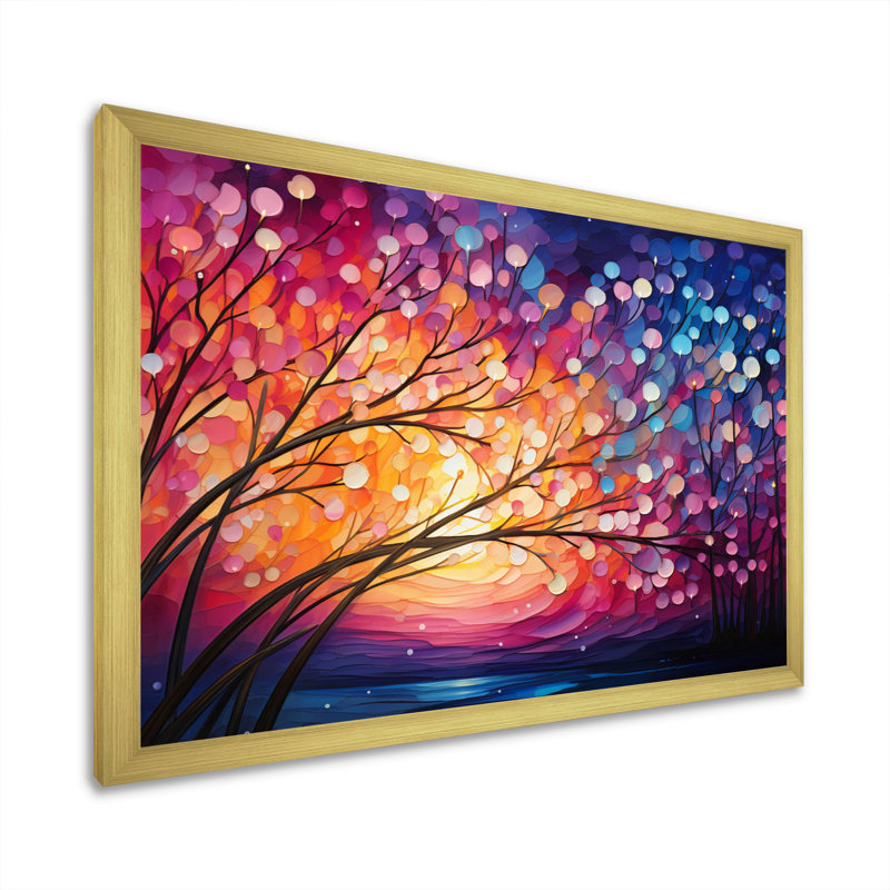 Hardedge Art Sublime Tree Symmetry III - Modern Canvas Art Print, H 24 po x l 32 po x P 1 po, Encadrement doré