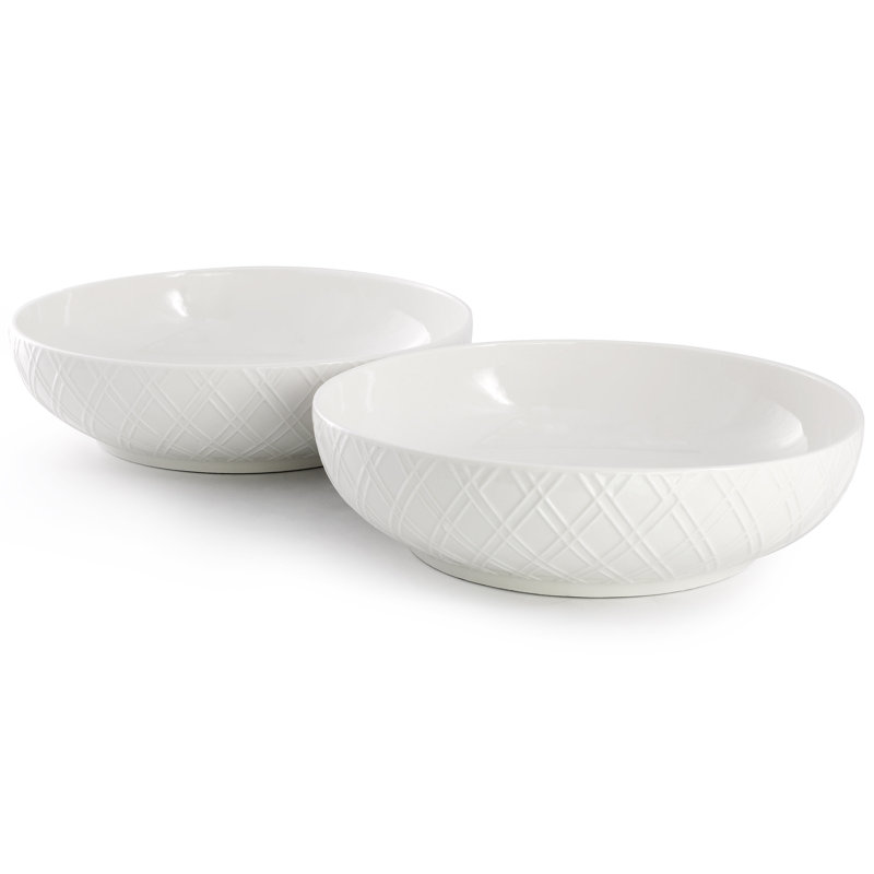 Ensemble de 2 grandes assiettes blanches en céramique fine 8,2 po  Great Essentials