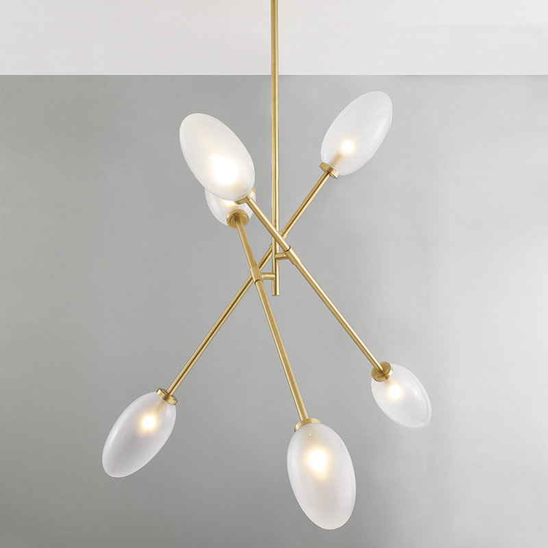 ALBERTON 6 LIGHT CHANDELIER, Aged Brass