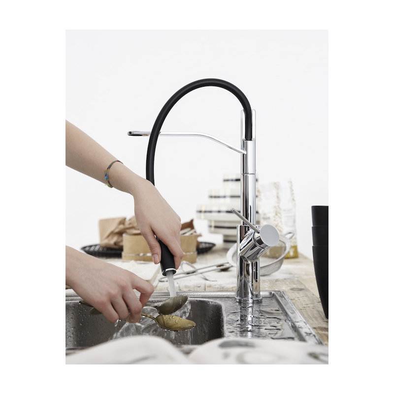 Viva Pro Mono Pull Out Single Handle Kitchen Faucet with Accessories, Chrome