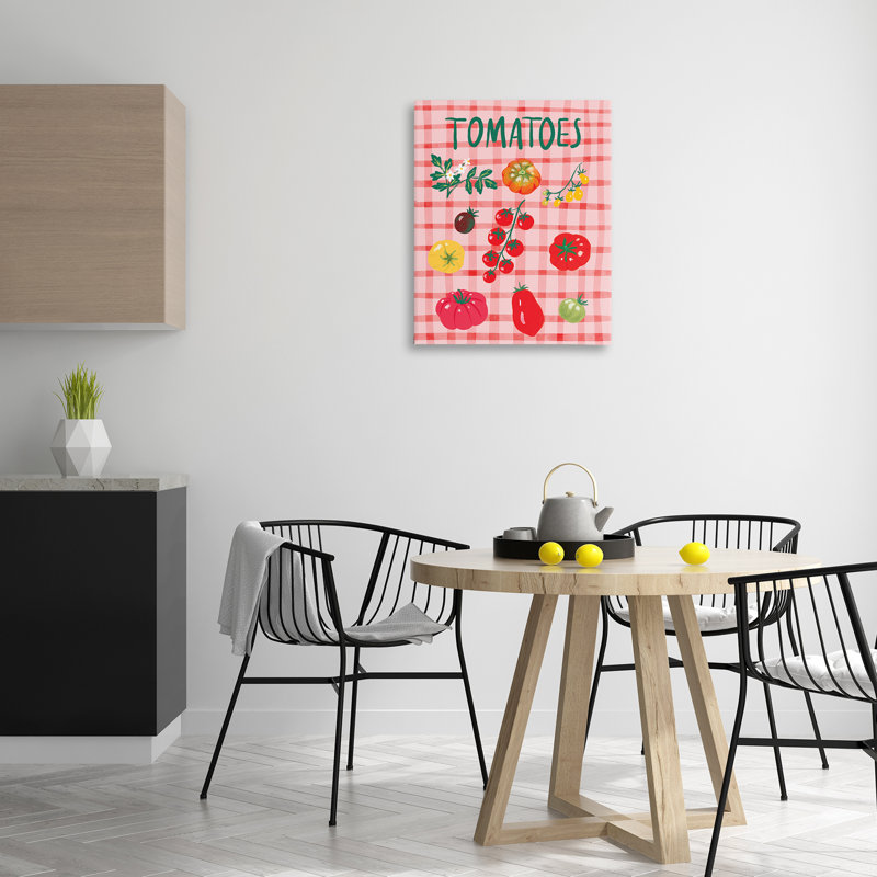 Art mural sur toile "Divers tomates sur tissu écossais" par Be Ni La, H 30 po x l 24 po