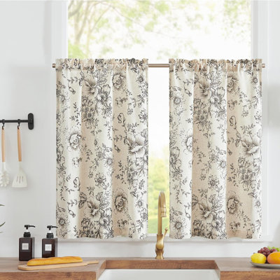 Daeun Linen Blend Floral Cafe Curtains