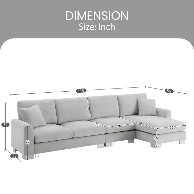 Canapé modulaire Contessa, Chenille gris pâle